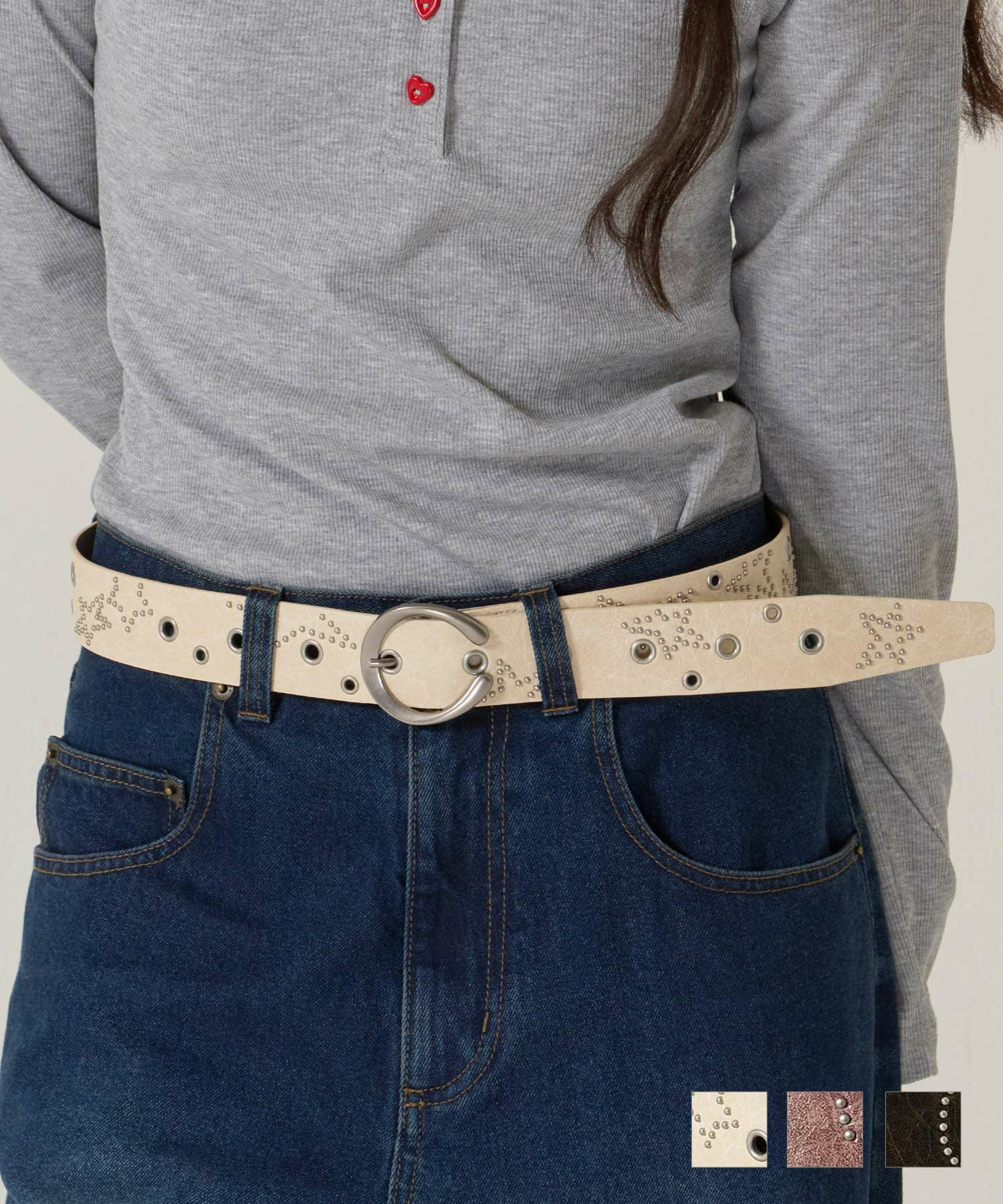 extra cute スタッズベルト TINA：JOJUN 全3色｜tnj937-1135【4