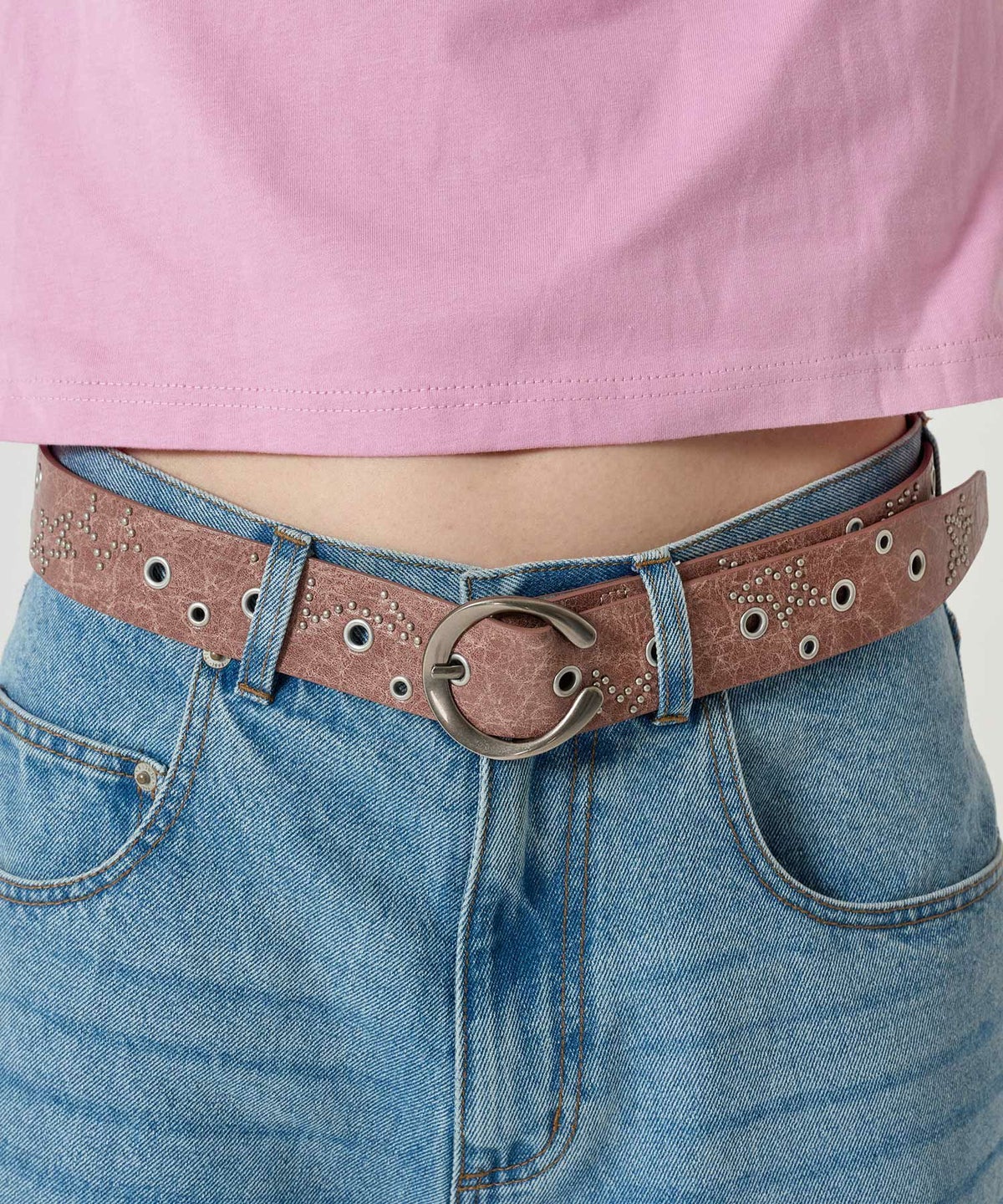 スタッズ/ベルト/ブラウン