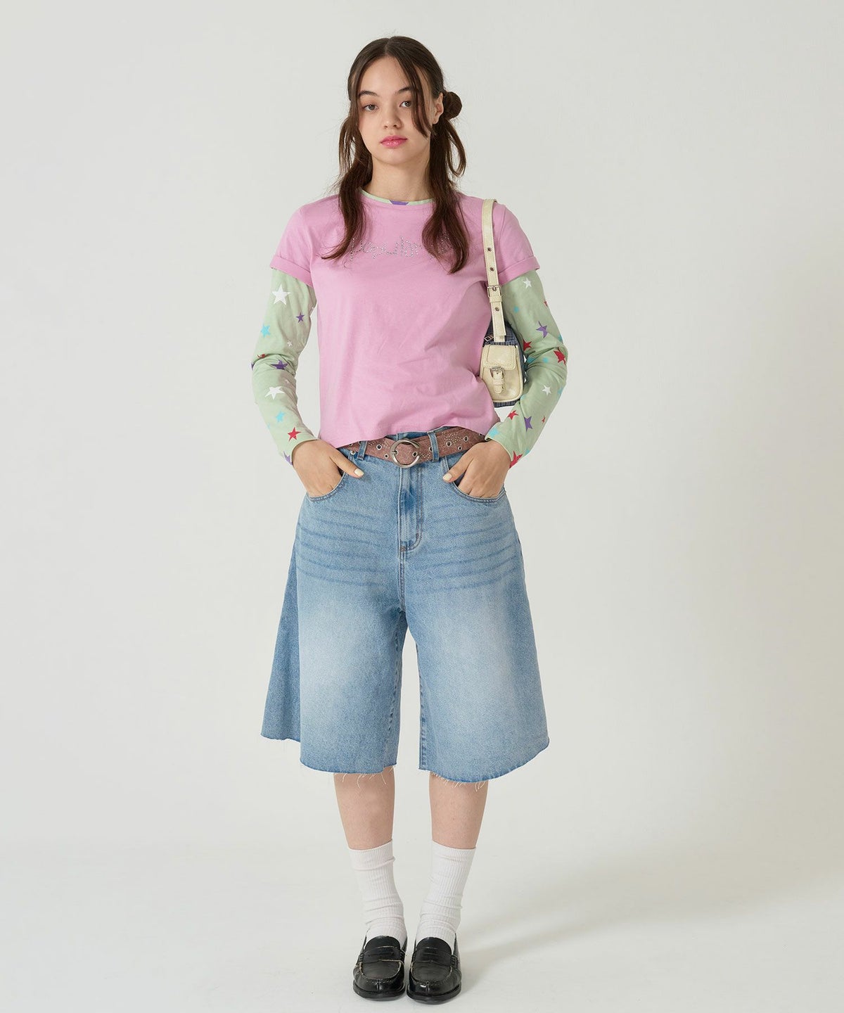 スタッズ/ベルト/ブラウン