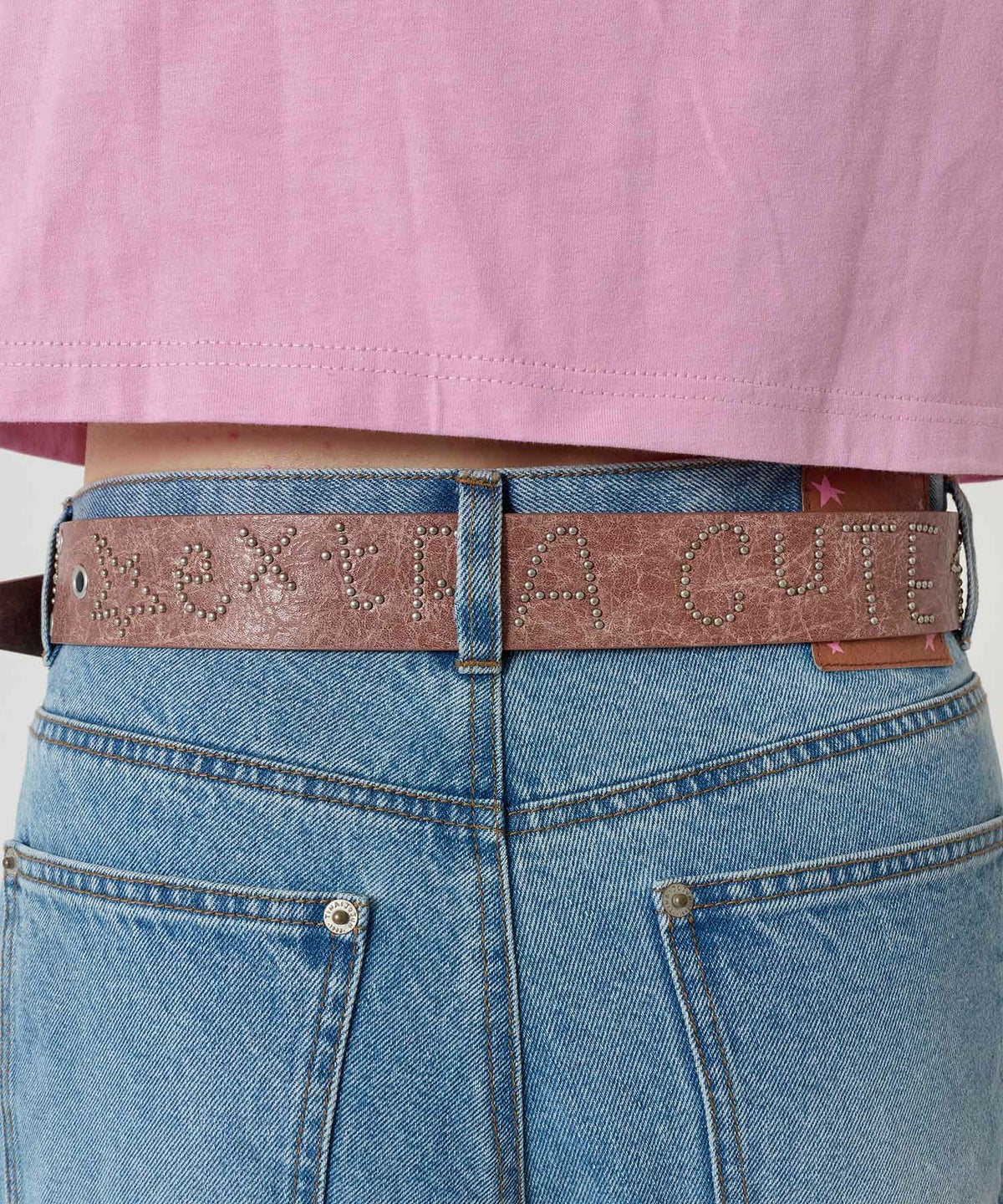 スタッズ/ベルト/ブラウン/ピンク