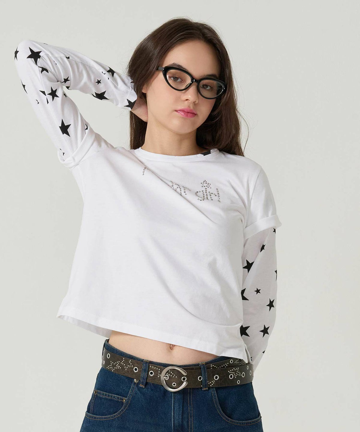 スタッズ/ベルト/ブラウン/ピンク