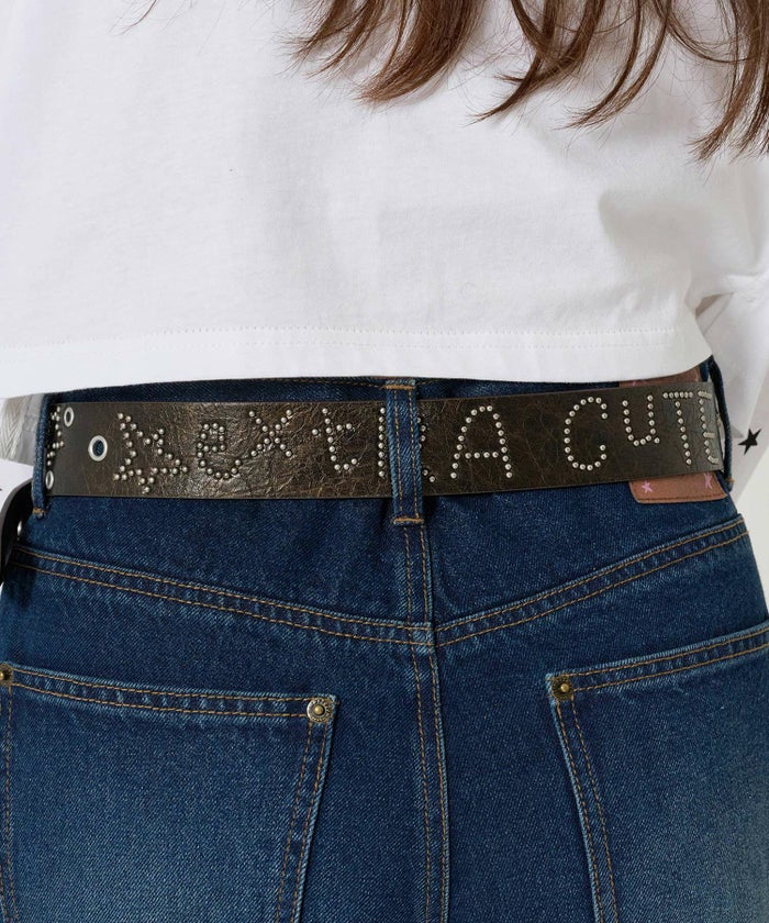 スタッズ/ベルト/ブラウン/ピンク