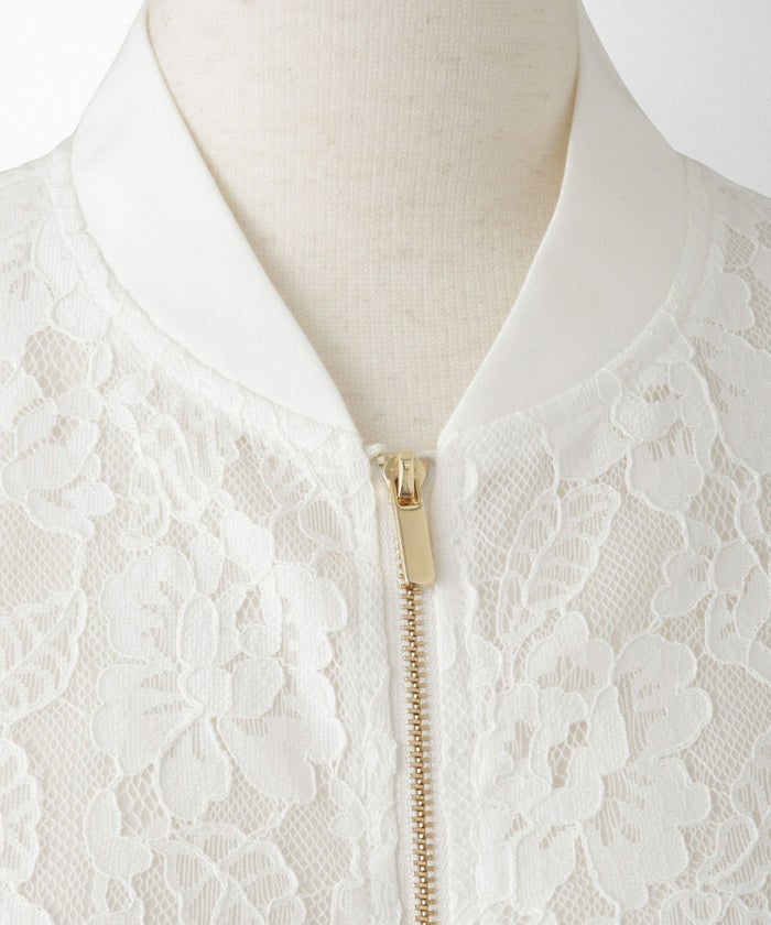 レース シアー ブルゾン シンプル レース ブルゾン アウター オフィス 冷房対策 ホワイト/ブラック/M/長袖