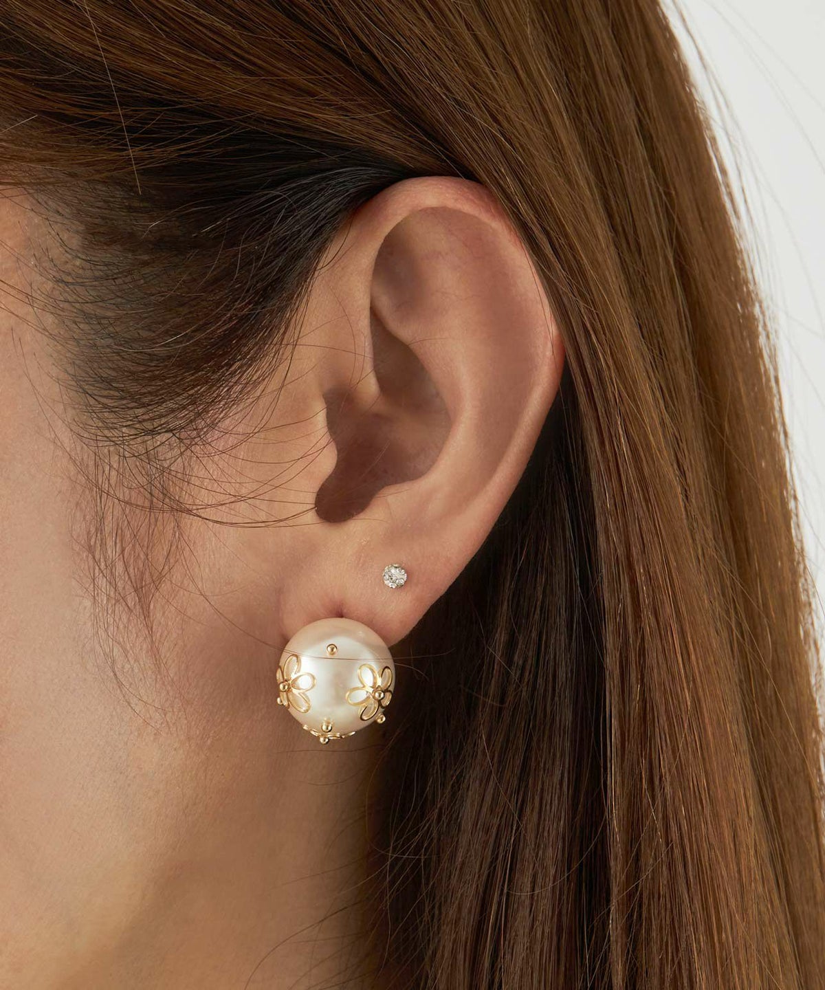 シースルー フラワー パール ピアス イヤリング See Through Flower Pearl Pierce Earring