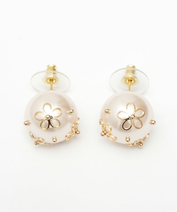 シースルー フラワー パール ピアス イヤリング See Through Flower Pearl Pierce Earring