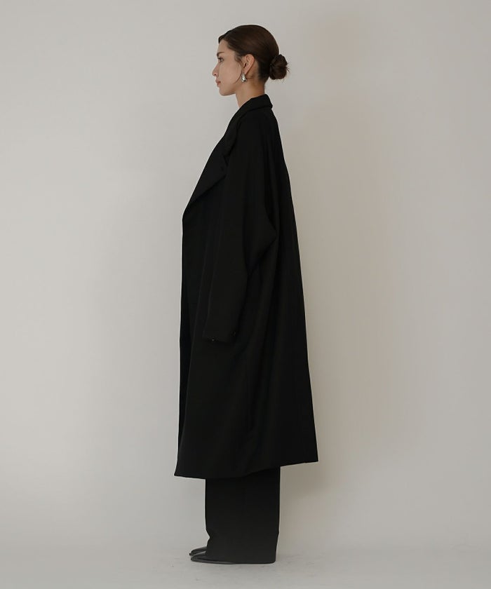 ユニセックス オーバーコート チェスターコート スタンドカラー トレンチコート モード ロングコート 丸いシルエット 韓国風 綺麗め 細見え カジュアル KINO THE KEI