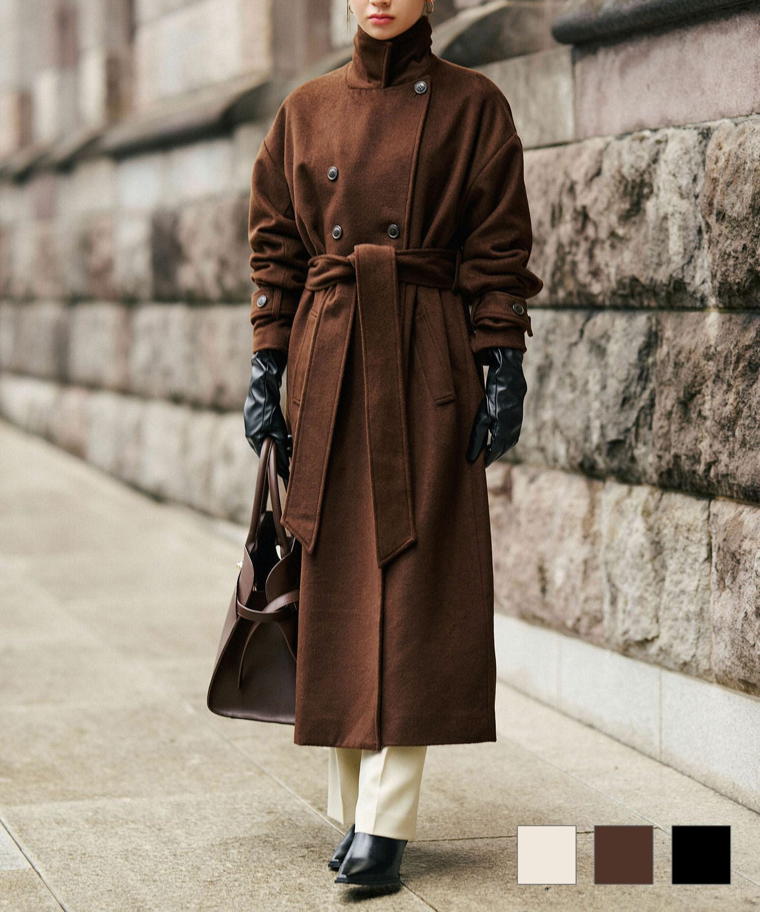 TIMESALE ベルテッド ロングコート KINO THE KEI 全3色｜ktk141-0135