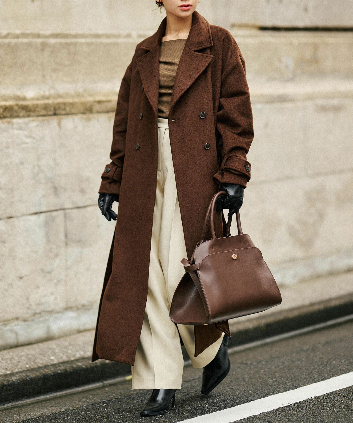 TIMESALE ベルテッド ロングコート KINO THE KEI 全3色｜ktk141-0135