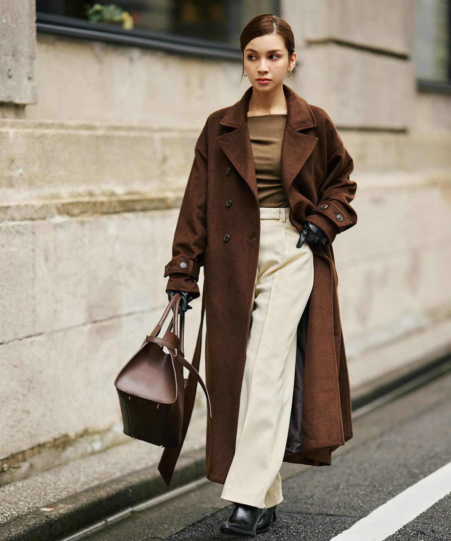 TIMESALE ベルテッド ロングコート KINO THE KEI 全3色｜ktk141-0135