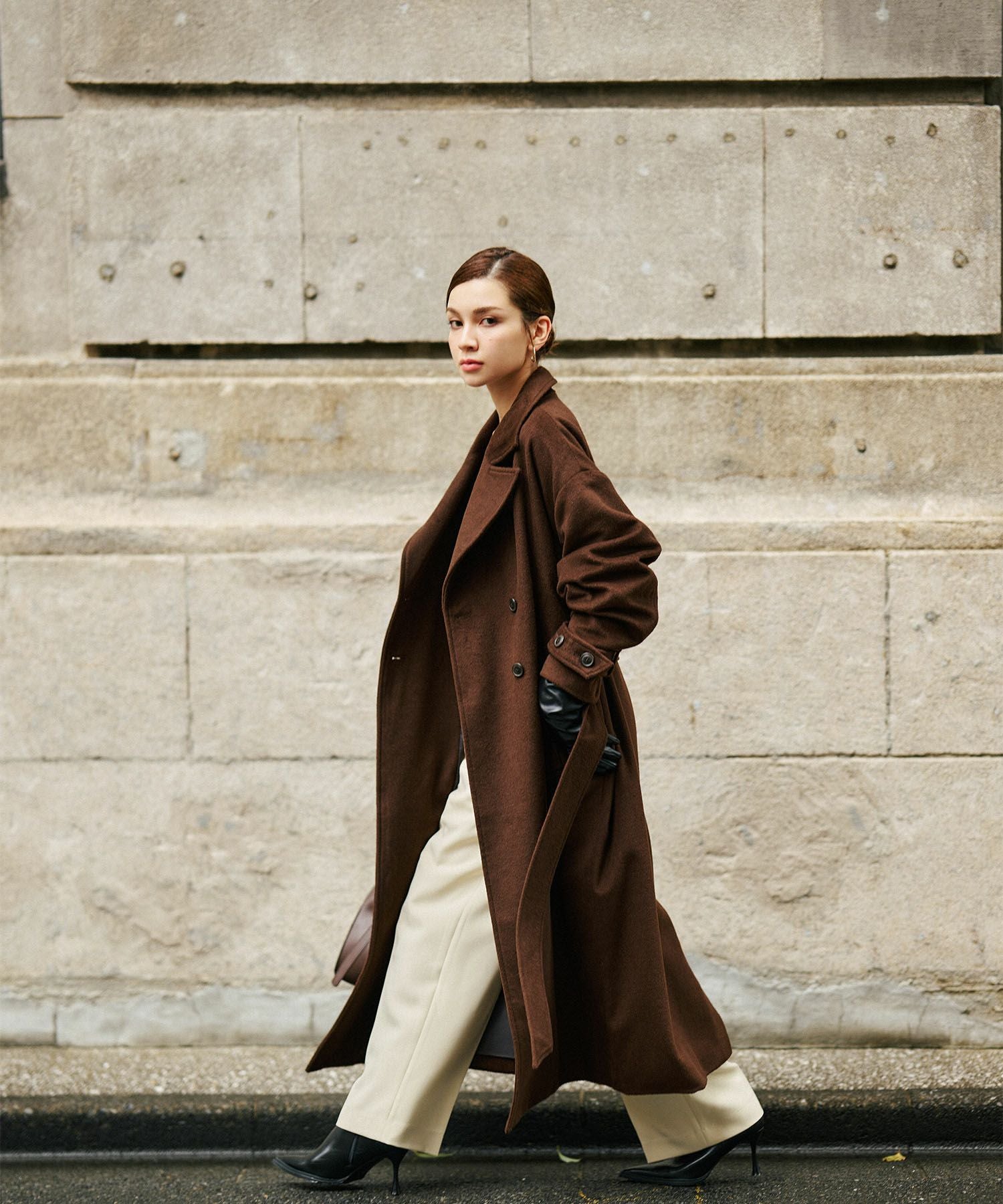 TIMESALE ベルテッド ロングコート KINO THE KEI 全3色｜ktk141-0135