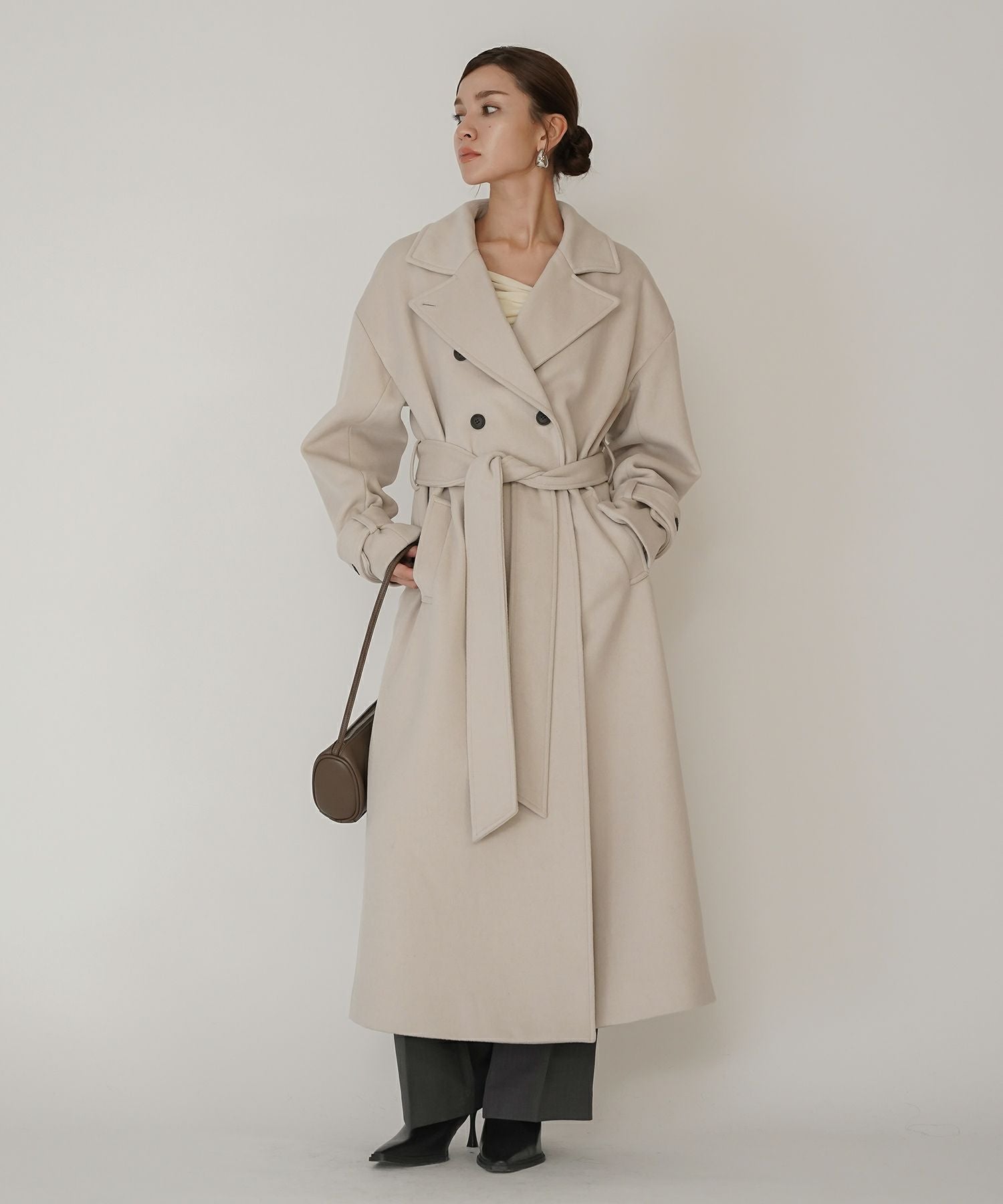 TIMESALE ベルテッド ロングコート KINO THE KEI 全3色｜ktk141-0135