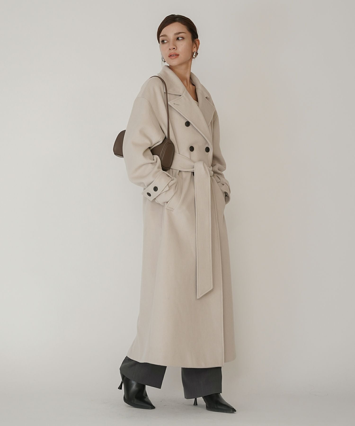 TIMESALE ベルテッド ロングコート KINO THE KEI 全3色｜ktk141-0135