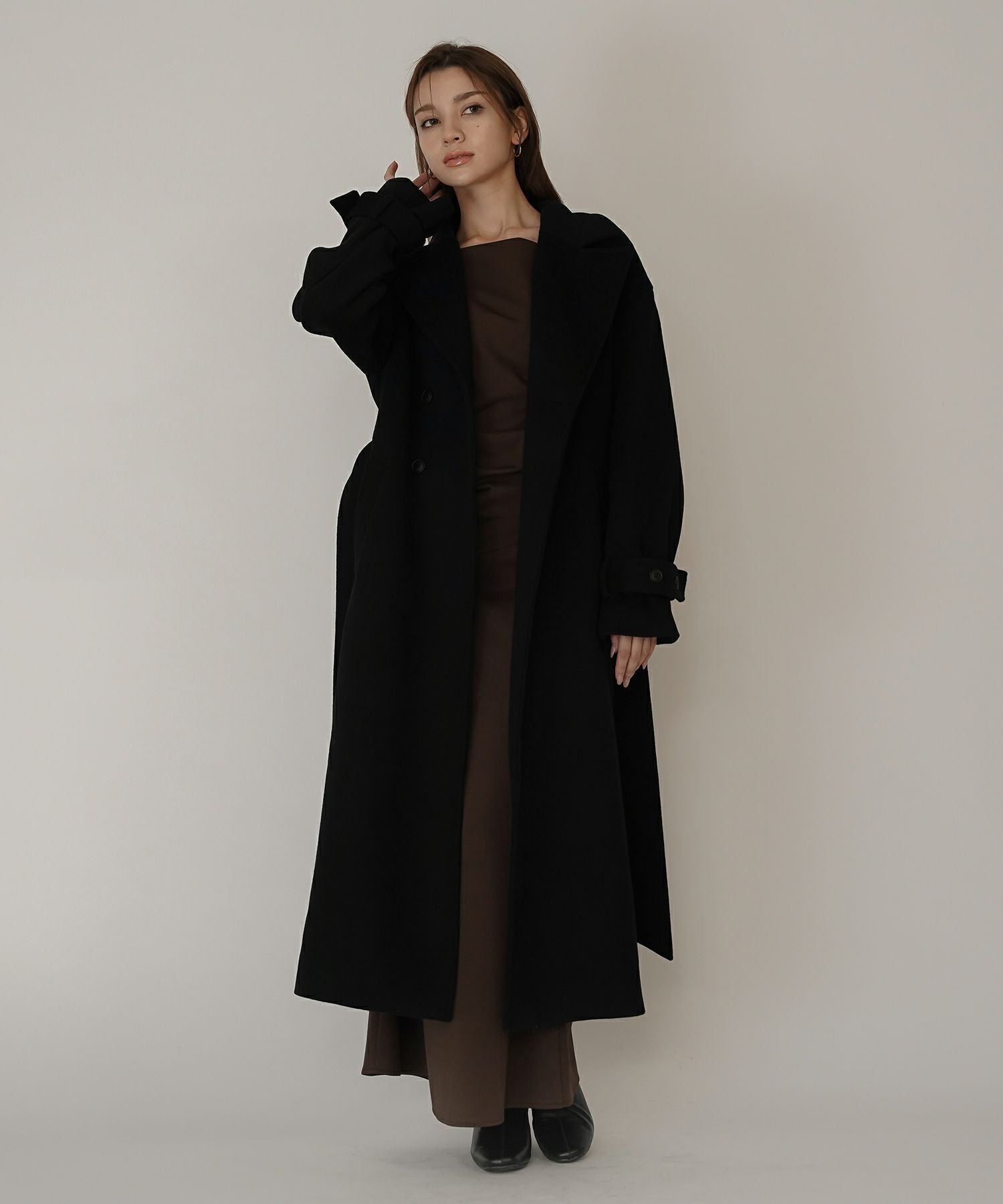 TIMESALE ベルテッド ロングコート KINO THE KEI 全3色｜ktk141-0135