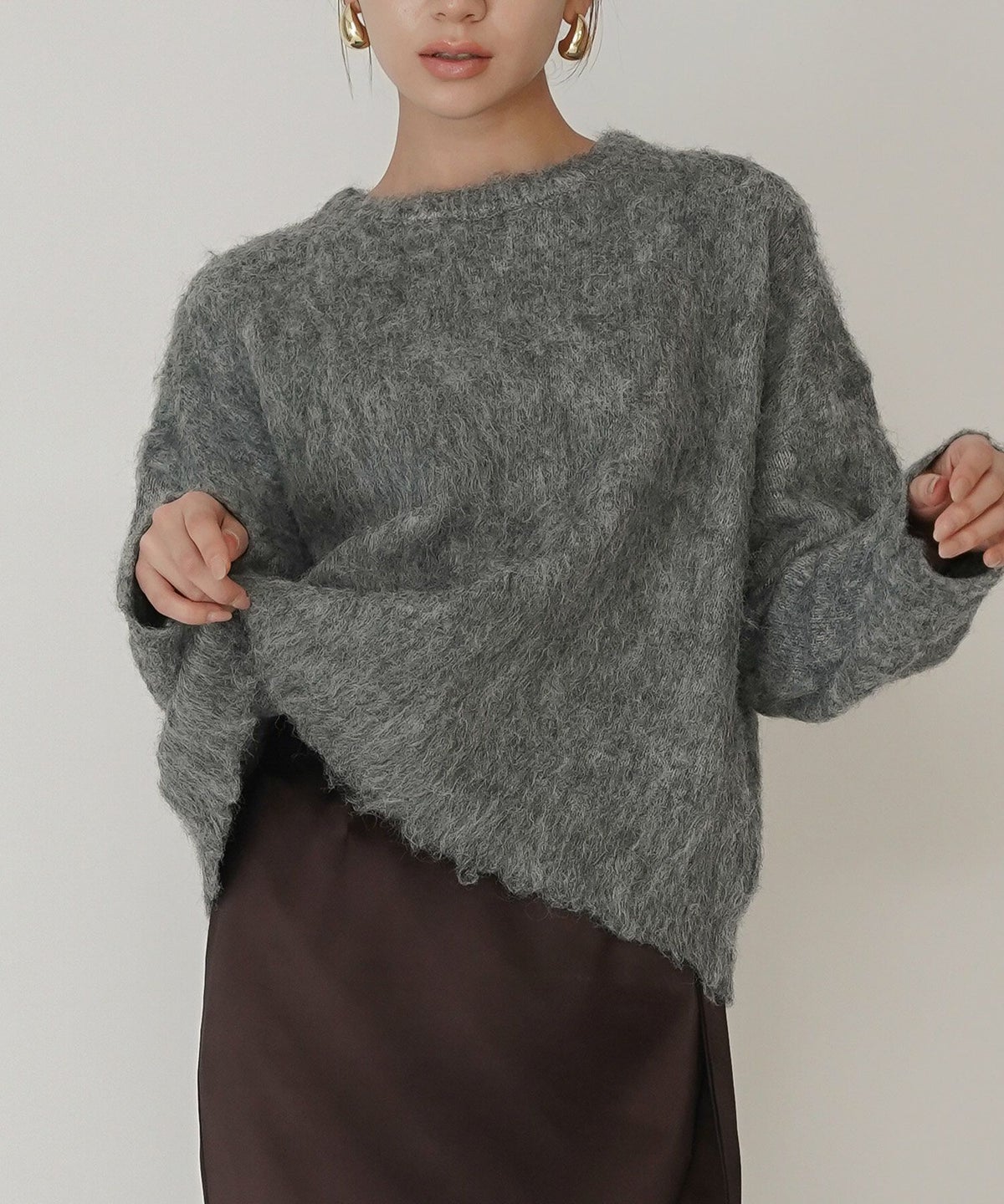 モテニット ふわふわニット モヘア デートコーデ ディナー クリスマス あざと可愛い オーバーサイズ モヘア セーター シャギーニット 韓国風 綺麗め 細見え カジュアル KINO THE KEI