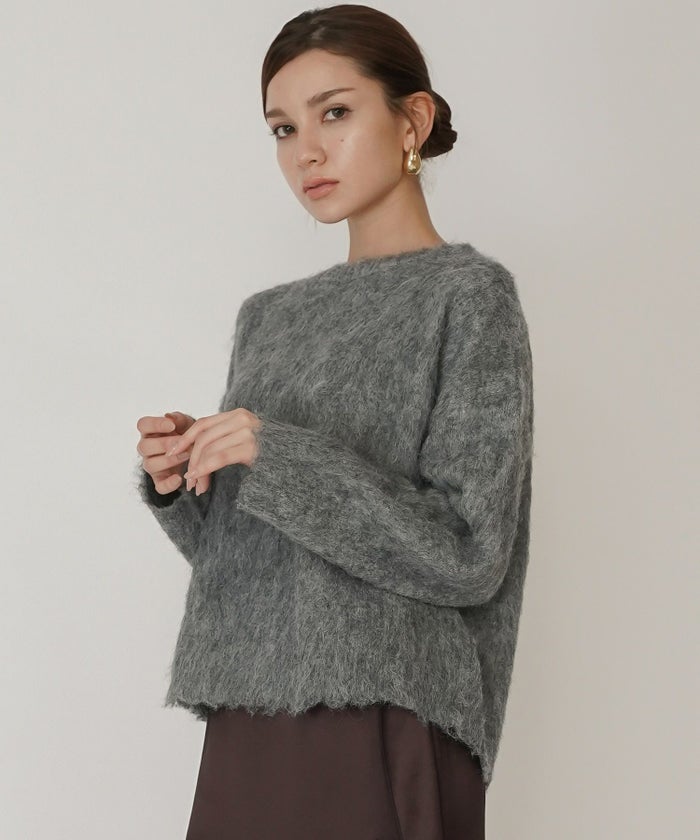 モテニット ふわふわニット モヘア デートコーデ ディナー クリスマス あざと可愛い オーバーサイズ モヘア セーター シャギーニット 韓国風 綺麗め 細見え カジュアル KINO THE KEI