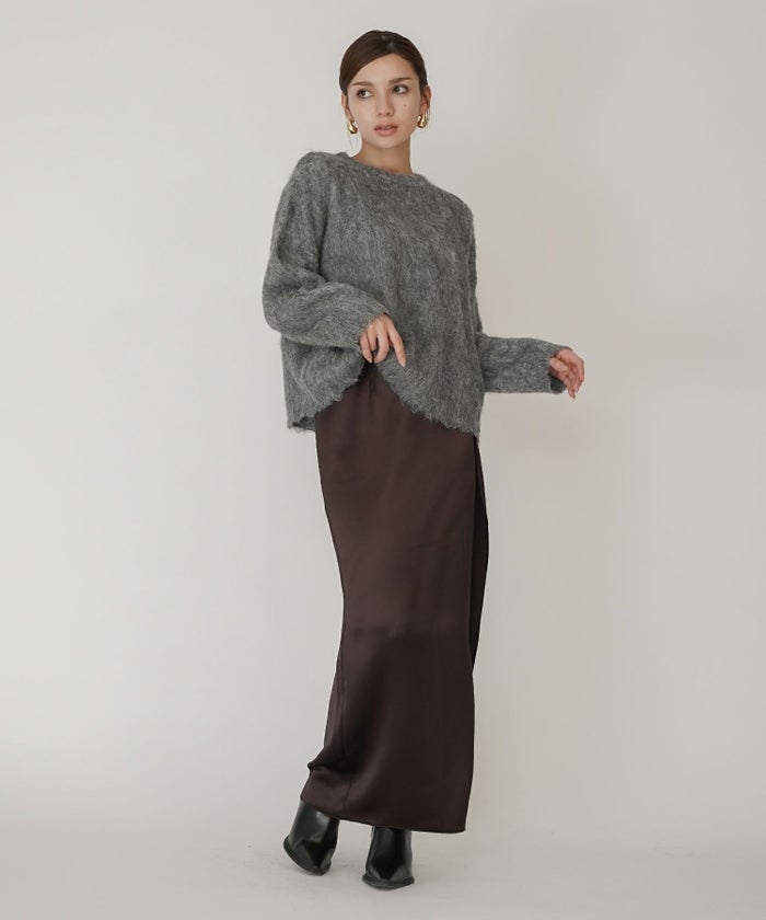 モテニット ふわふわニット モヘア デートコーデ ディナー クリスマス あざと可愛い オーバーサイズ モヘア セーター シャギーニット 韓国風 綺麗め 細見え カジュアル KINO THE KEI