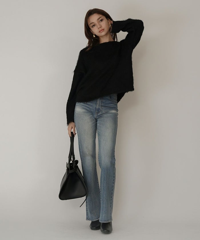 モテニット ふわふわニット モヘア デートコーデ ディナー クリスマス あざと可愛い オーバーサイズ モヘア セーター シャギーニット 韓国風 綺麗め 細見え カジュアル KINO THE KEI