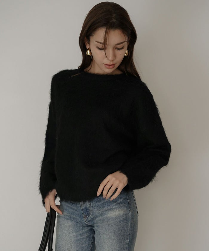 モテニット ふわふわニット モヘア デートコーデ ディナー クリスマス あざと可愛い オーバーサイズ モヘア セーター シャギーニット 韓国風 綺麗め 細見え カジュアル KINO THE KEI