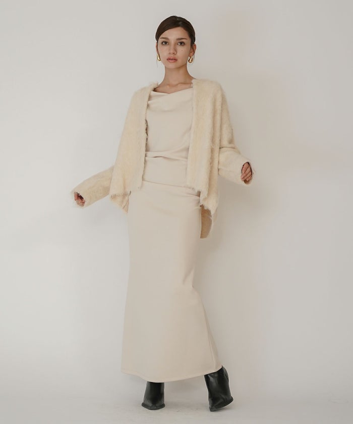 モテニット ふわふわニット モヘア デートコーデ ディナー クリスマス あざと可愛い オーバーサイズ 羽織 韓国風 綺麗め 細見え カジュアル KINO THE KEI