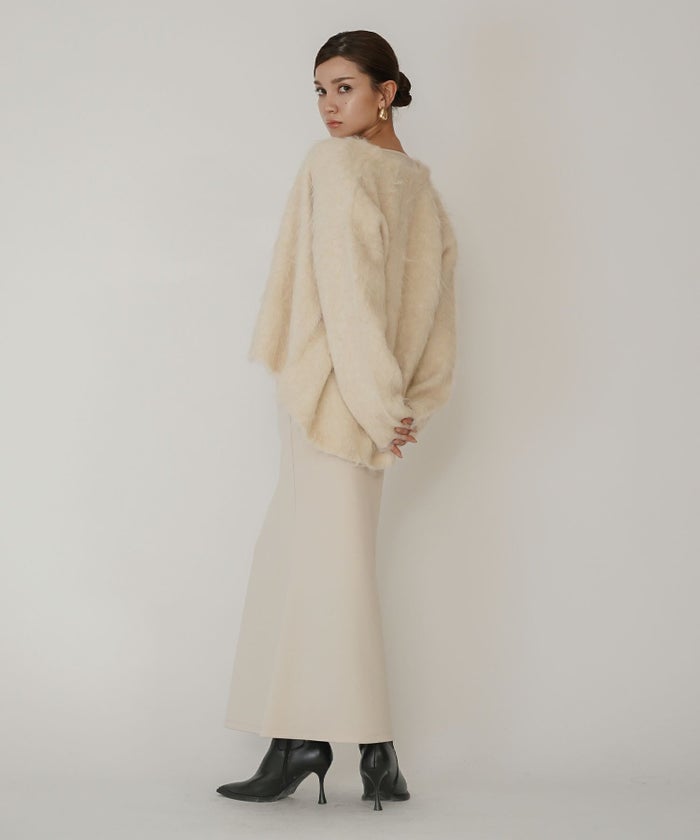 モテニット ふわふわニット モヘア デートコーデ ディナー クリスマス あざと可愛い オーバーサイズ 羽織 韓国風 綺麗め 細見え カジュアル KINO THE KEI