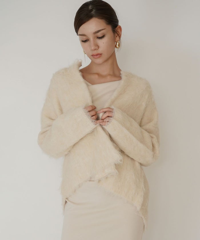 モテニット ふわふわニット モヘア デートコーデ ディナー クリスマス あざと可愛い オーバーサイズ 羽織 韓国風 綺麗め 細見え カジュアル KINO THE KEI