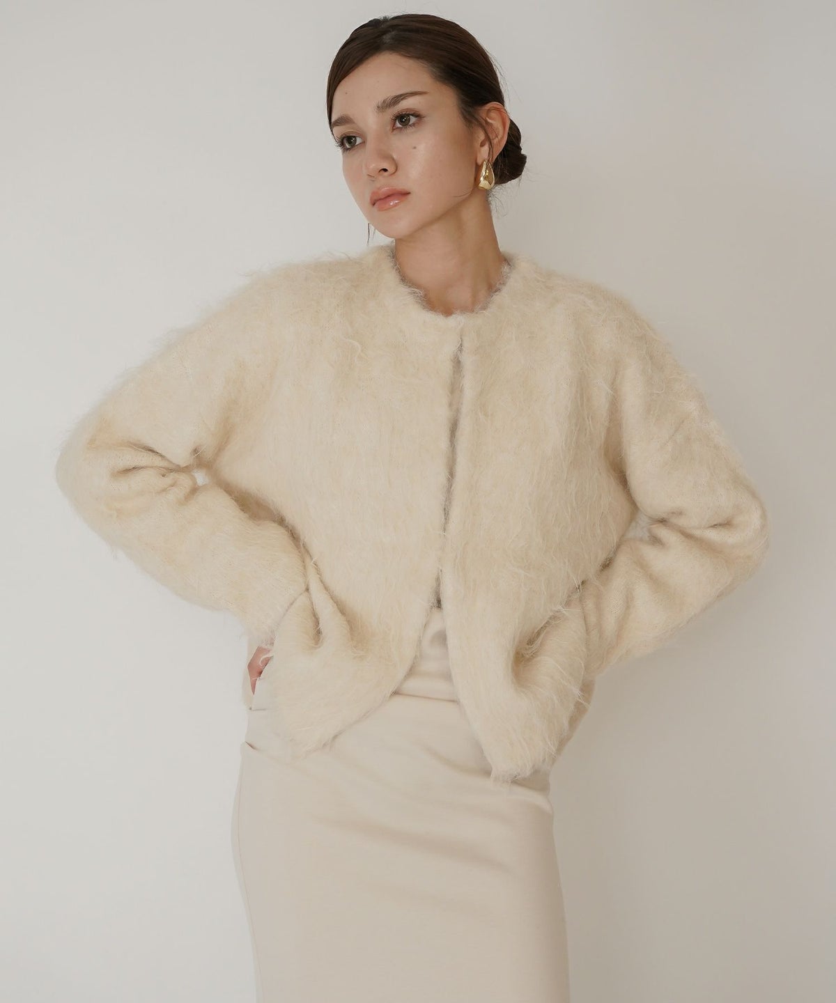 モテニット ふわふわニット モヘア デートコーデ ディナー クリスマス あざと可愛い オーバーサイズ 羽織 韓国風 綺麗め 細見え カジュアル KINO THE KEI