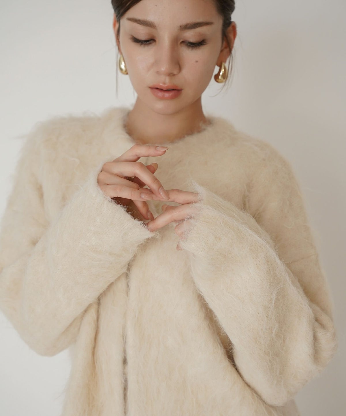 モテニット ふわふわニット モヘア デートコーデ ディナー クリスマス あざと可愛い オーバーサイズ 羽織 韓国風 綺麗め 細見え カジュアル KINO THE KEI