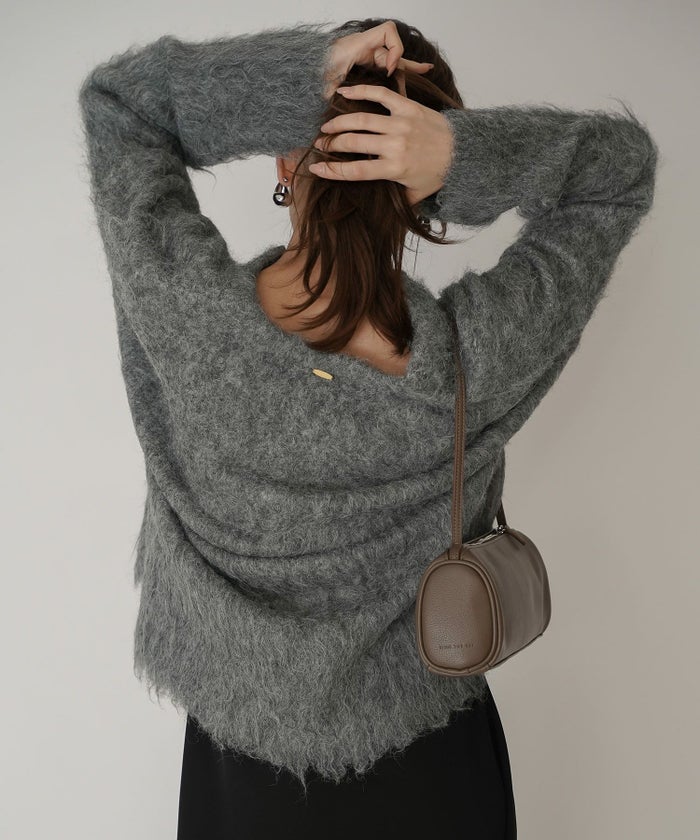 モテニット ふわふわニット モヘア デートコーデ ディナー クリスマス あざと可愛い オーバーサイズ 羽織 韓国風 綺麗め 細見え カジュアル KINO THE KEI