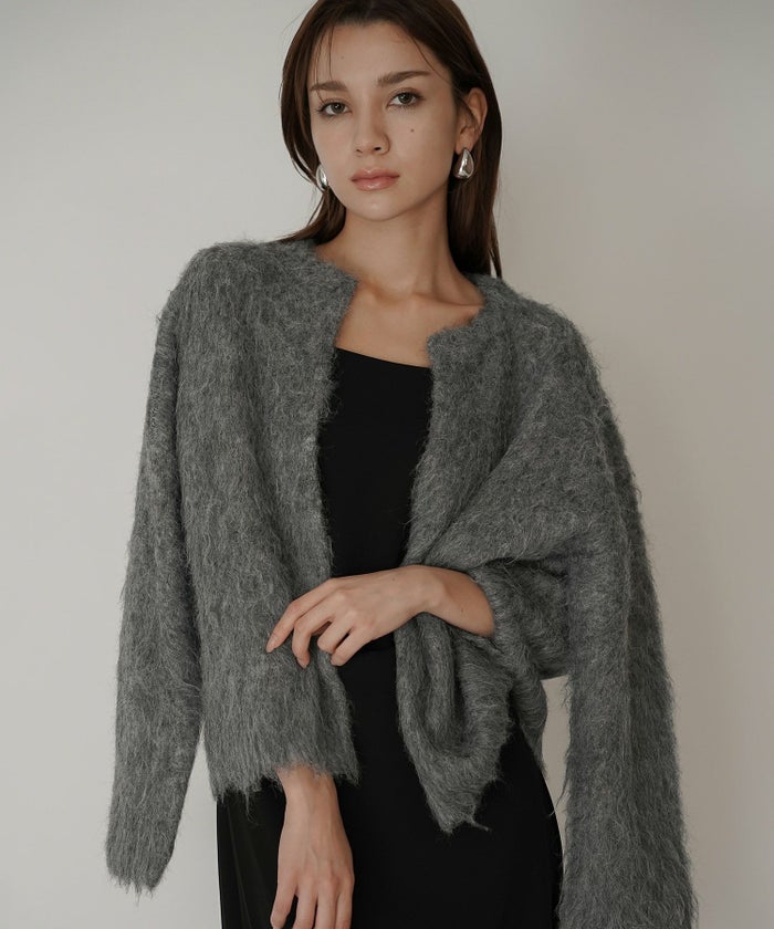 モテニット ふわふわニット モヘア デートコーデ ディナー クリスマス あざと可愛い オーバーサイズ 羽織 韓国風 綺麗め 細見え カジュアル KINO THE KEI