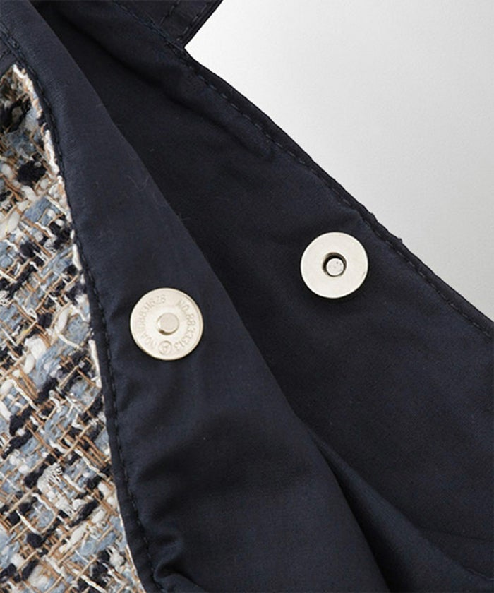 レディース バッグ 無地 ツイード 異素材 オケージョン 春 夏 秋 冬 サブバッグ ネイビー ブラック フリー