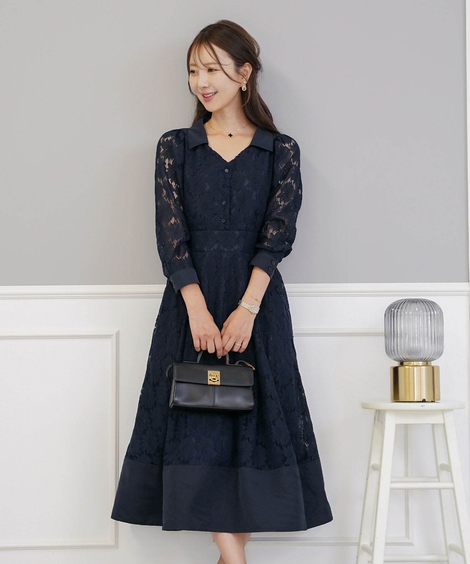 Occasion-SALE 花柄 レース コンビ ワンピース le reve vaniller 全2色