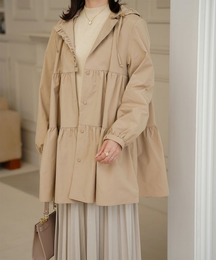 2way ティアード デザイン ライトアウター コート ネイビー/ベージュ/ブラック/M