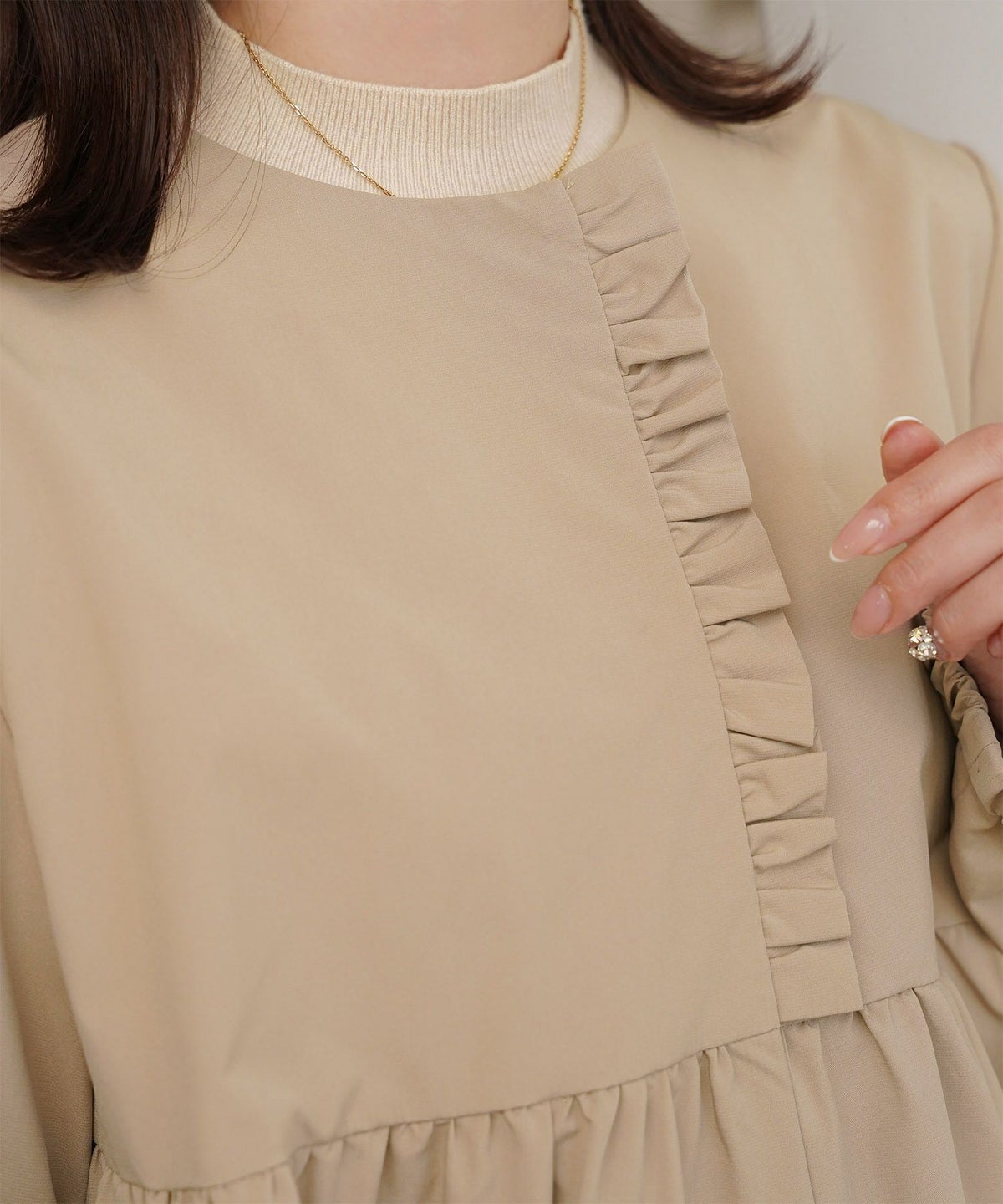 2way ティアード デザイン ライトアウター コート ネイビー/ベージュ/ブラック/M