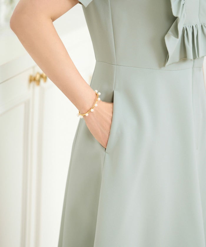 ワンピース レディース かわいい きれいめ 大人 オフィス 赤 春夏秋 フィット&フレア 半袖 上品 膝丈 ジョイントスペース