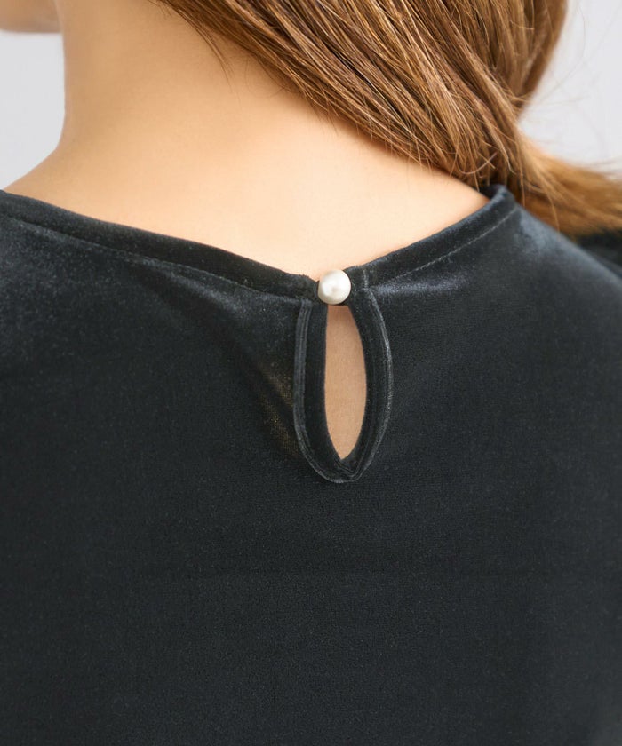 トップス レディース 長袖 ベロア オフィス きれいめ 上品 かわいい 黒 ピンク 秋冬 大人 ジョイントスペース