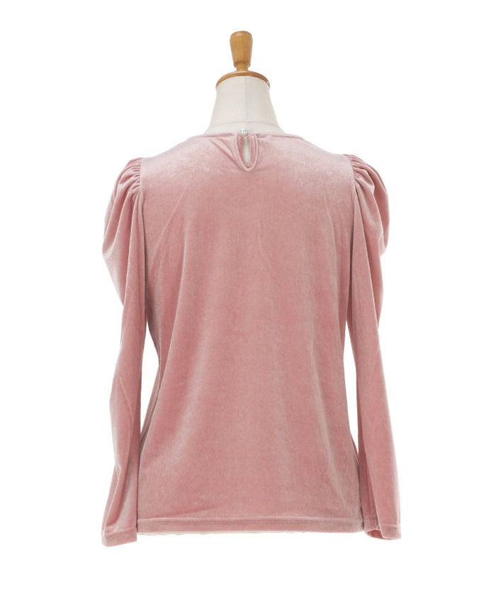 トップス レディース 長袖 ベロア オフィス きれいめ 上品 かわいい 黒 ピンク 秋冬 大人 ジョイントスペース