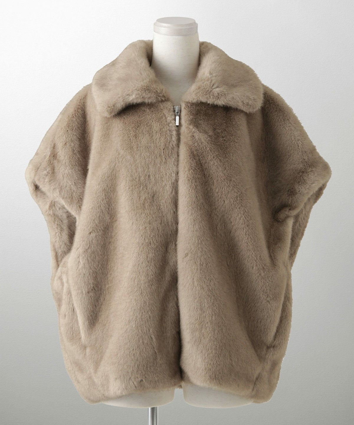 レディース  ジレ ファー フェイクファー ジャケット アウター 秋 冬 きれいめ ライトグレー/キャメル/M/ノースリーブ