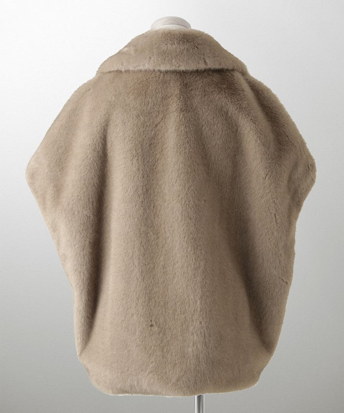 レディース  ジレ ファー フェイクファー ジャケット アウター 秋 冬 きれいめ ライトグレー/キャメル/M/ノースリーブ