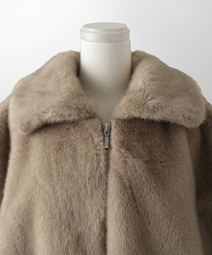 レディース  ジレ ファー フェイクファー ジャケット アウター 秋 冬 きれいめ ライトグレー/キャメル/M/ノースリーブ