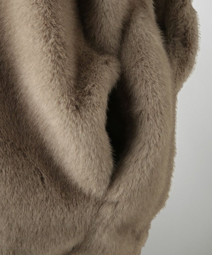 レディース  ジレ ファー フェイクファー ジャケット アウター 秋 冬 きれいめ ライトグレー/キャメル/M/ノースリーブ