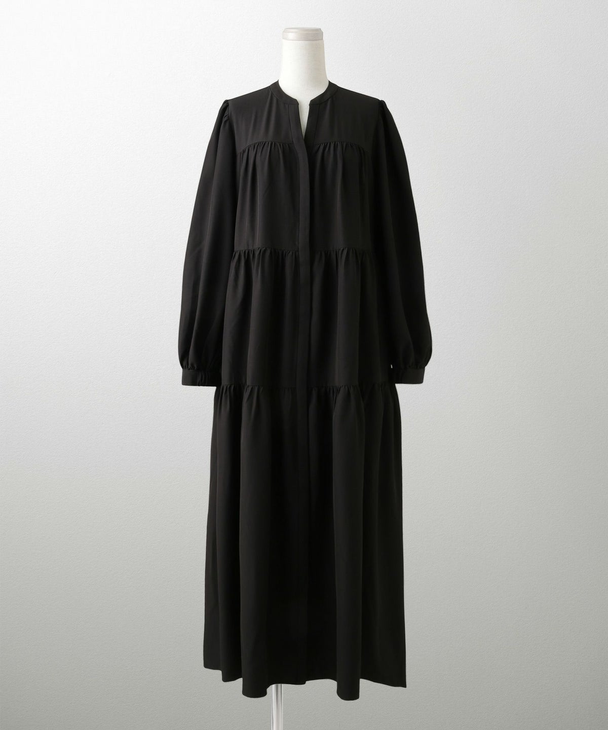 レディース 春 秋 冬 ティアードワンピース ロングワンピース マキシ丈 きれいめ 洗える ブラウン/ブラック/S/M/長袖