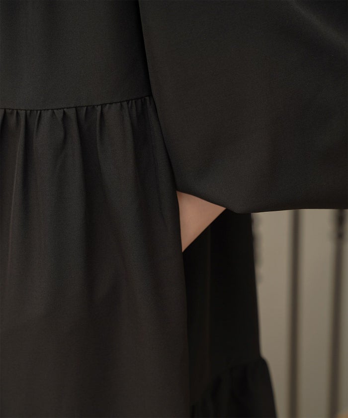 レディース 春 秋 冬 ティアードワンピース ロングワンピース マキシ丈 きれいめ 洗える ブラウン/ブラック/S/M/長袖