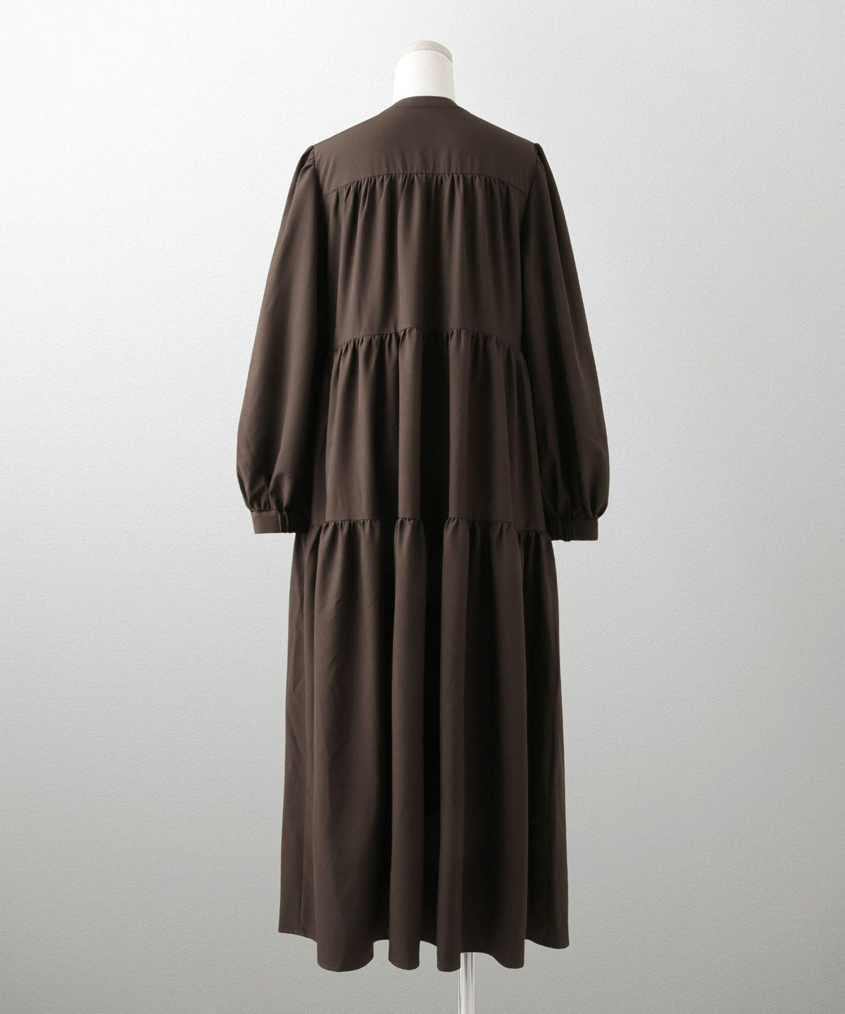 レディース 春 秋 冬 ティアードワンピース ロングワンピース マキシ丈 きれいめ 洗える ブラウン/ブラック/S/M/長袖