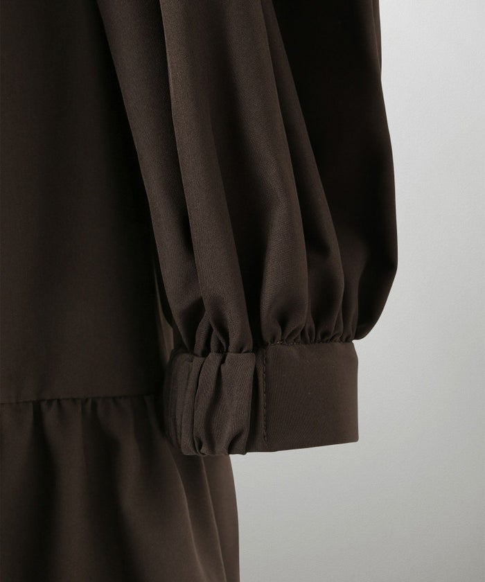 レディース 春 秋 冬 ティアードワンピース ロングワンピース マキシ丈 きれいめ 洗える ブラウン/ブラック/S/M/長袖