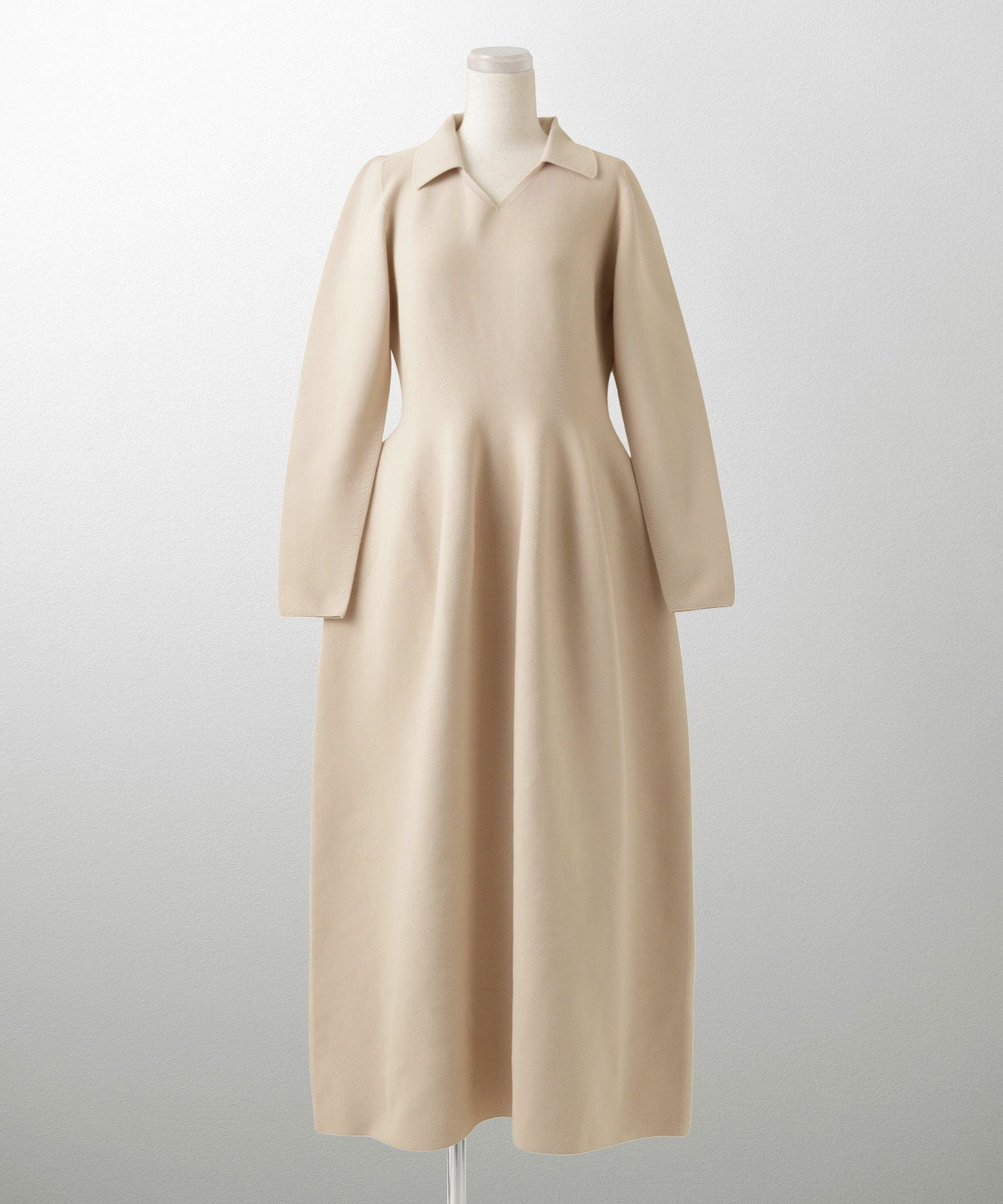 TIME-SALE オープンカラー ホールガーメント ニット ワンピース HUIT