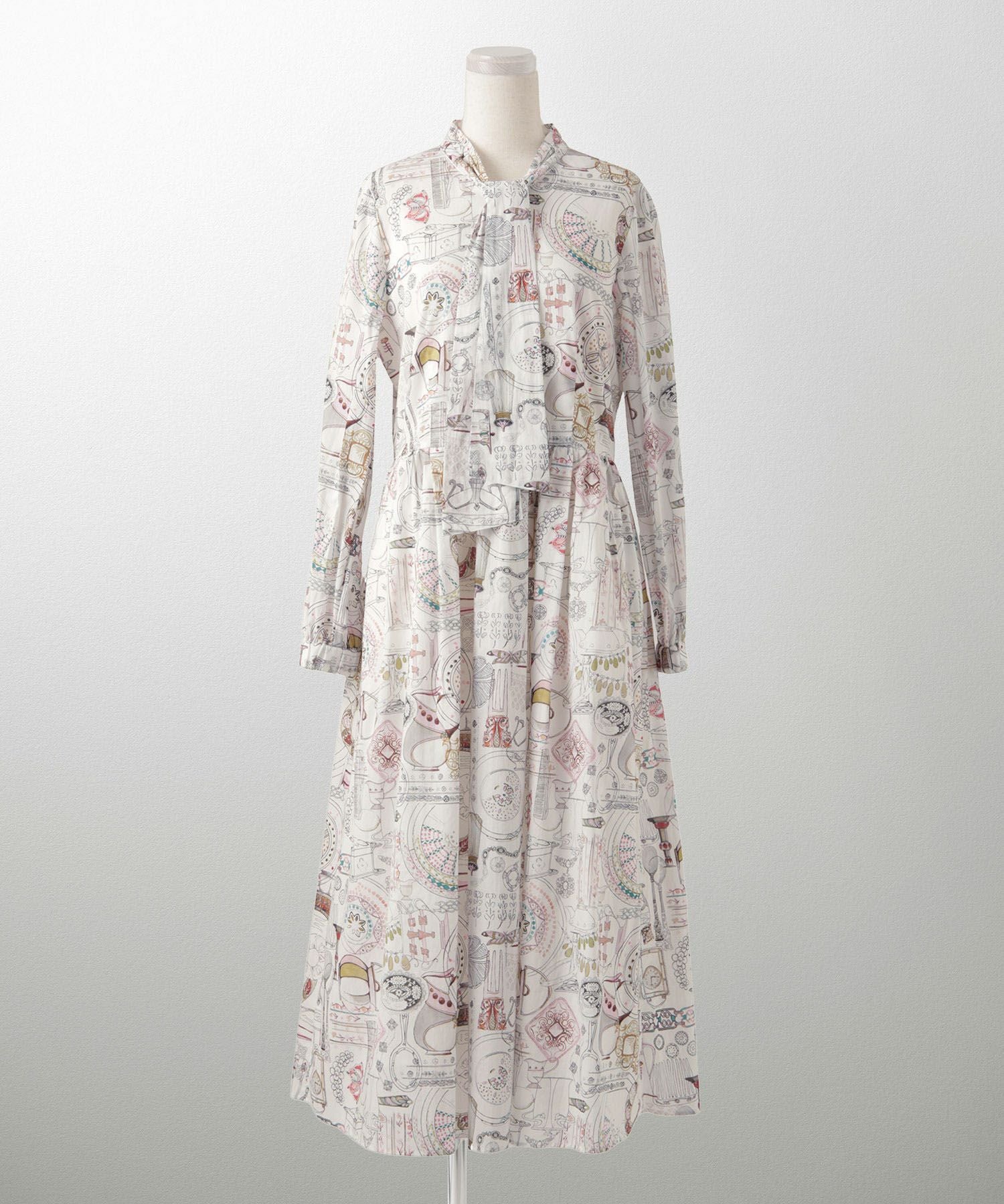 TIME-SALE ボウタイ ワンピース Made with Liberty Fabric HUIT 全4色