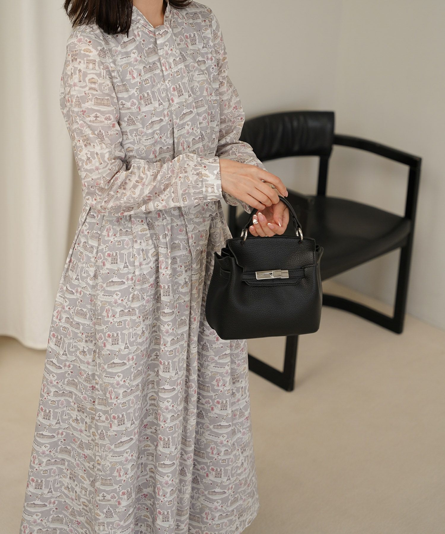 TIME-SALE ボウタイ ワンピース Made with Liberty Fabric HUIT 全4色