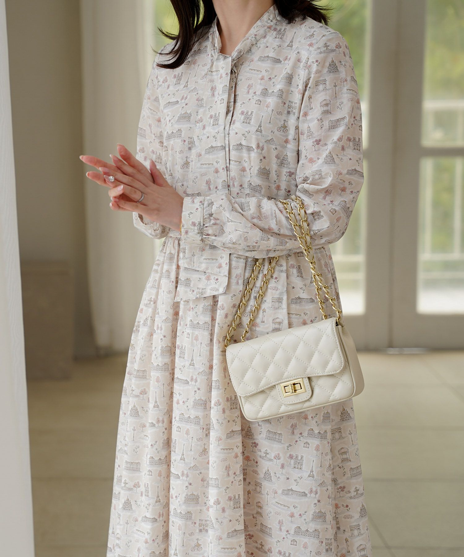 ボウタイ ワンピース Made with Liberty Fabric HUIT 全4色｜hit331