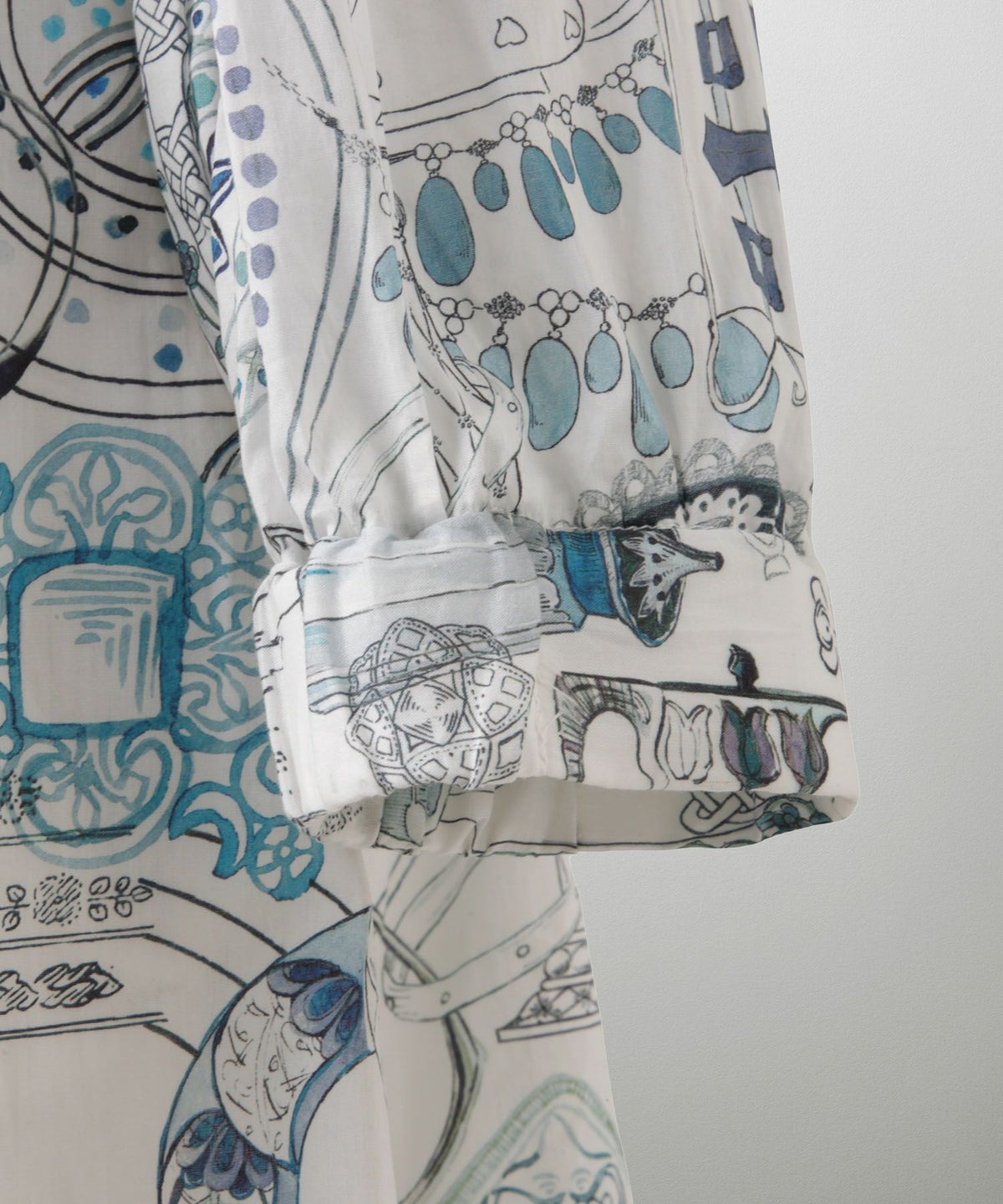 レディース ワンピース ボウタイ リバティ柄 長袖 パリ 陶器 長袖 きれいめ 上品 洗える グレー/ピンク/ブルー/ベージュ/M