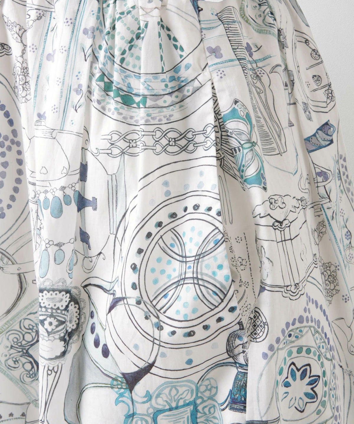 レディース ワンピース ボウタイ リバティ柄 長袖 パリ 陶器 長袖 きれいめ 上品 洗える グレー/ピンク/ブルー/ベージュ/M